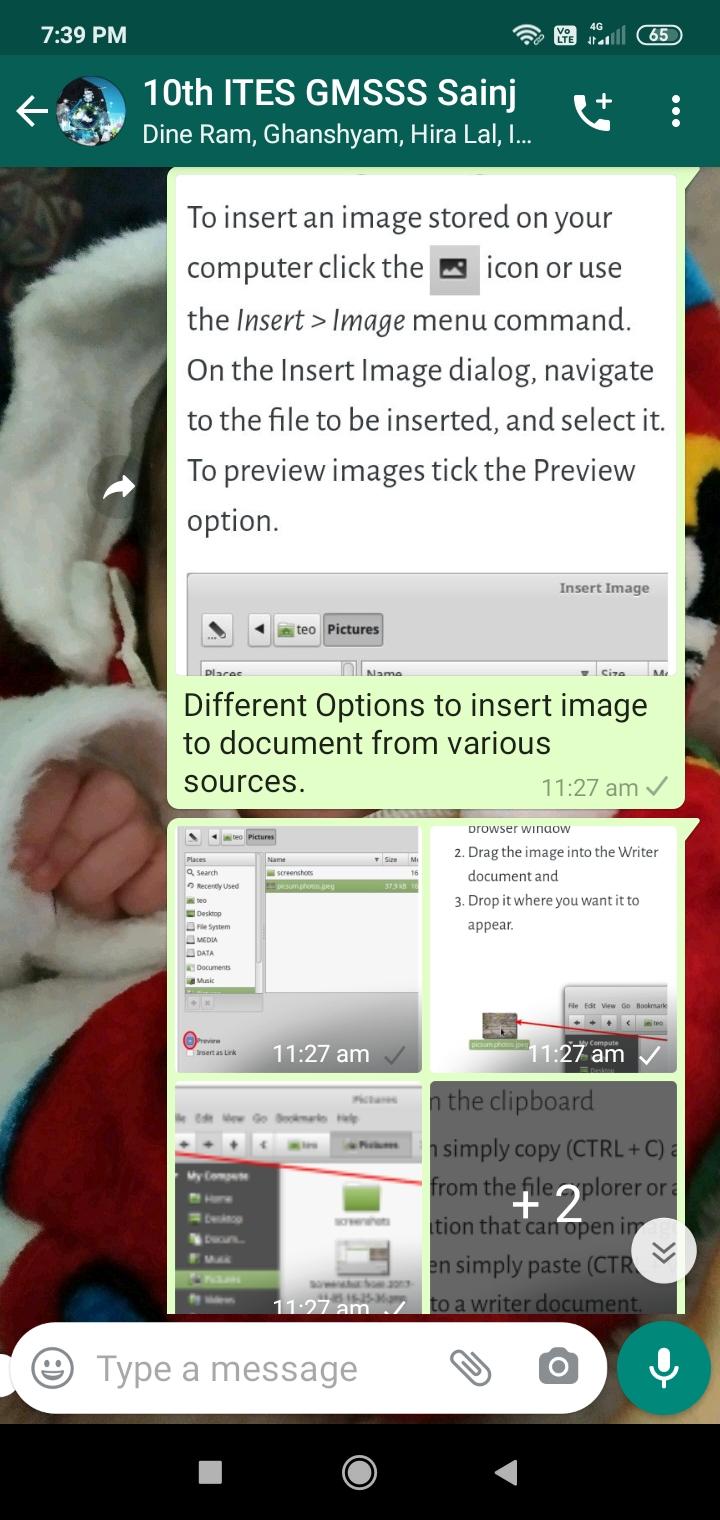 Different Options to insert image to document from various sources.